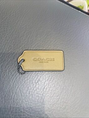 COACH NEW YORK HANG TAG HANGTAG LEATHER GREEN REPLACE AUTHENTIC BALL CHAIN 2.5”